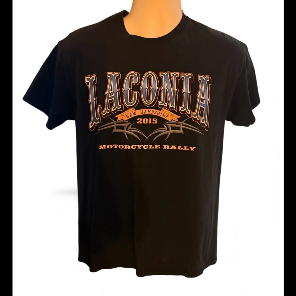 Motorcycle Rally Laconia Bike Week 2015 T-Shirt Mens Medium, Design Back & Front